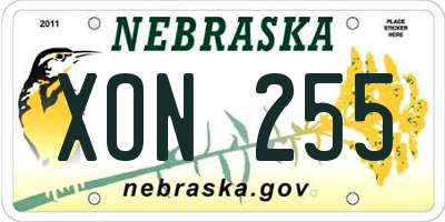NE license plate XON255