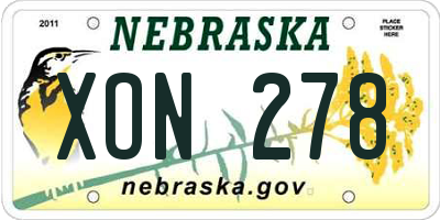 NE license plate XON278