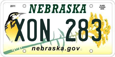 NE license plate XON283