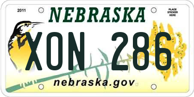 NE license plate XON286