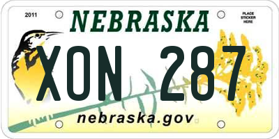 NE license plate XON287