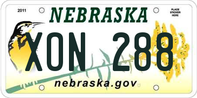 NE license plate XON288