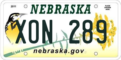 NE license plate XON289