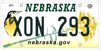 NE license plate XON293