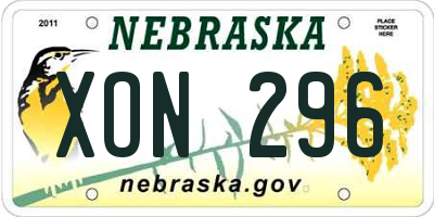 NE license plate XON296
