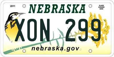 NE license plate XON299