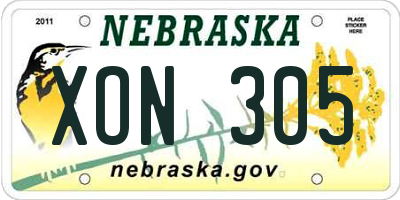 NE license plate XON305
