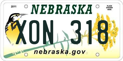 NE license plate XON318