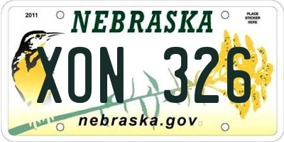 NE license plate XON326