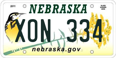 NE license plate XON334