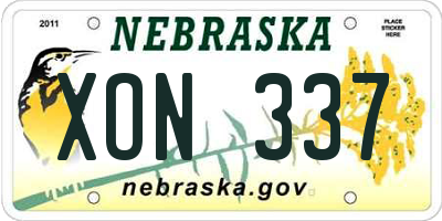 NE license plate XON337