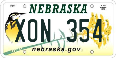 NE license plate XON354