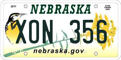 NE license plate XON356