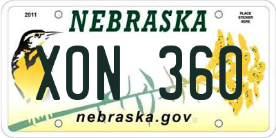 NE license plate XON360