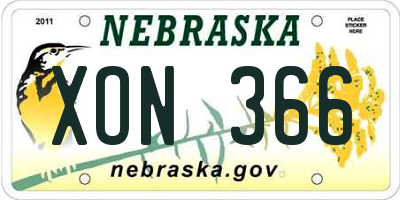 NE license plate XON366
