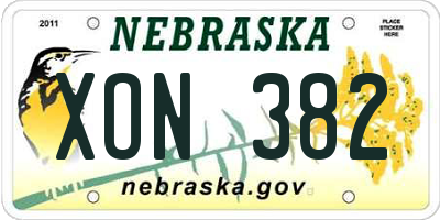 NE license plate XON382