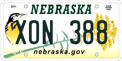 NE license plate XON388