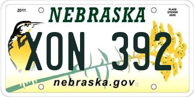 NE license plate XON392
