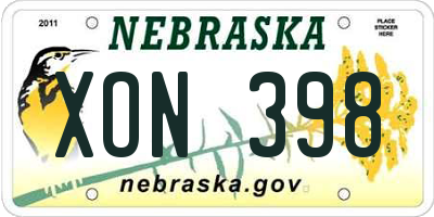 NE license plate XON398
