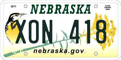 NE license plate XON418