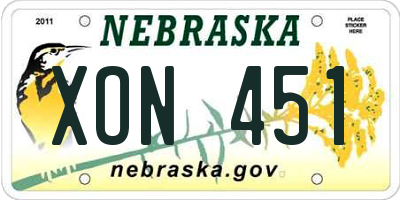 NE license plate XON451