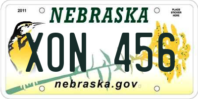 NE license plate XON456