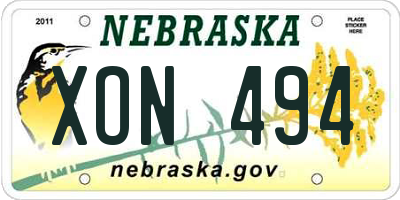 NE license plate XON494