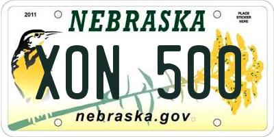 NE license plate XON500