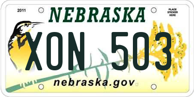 NE license plate XON503