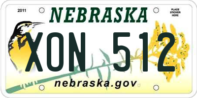 NE license plate XON512