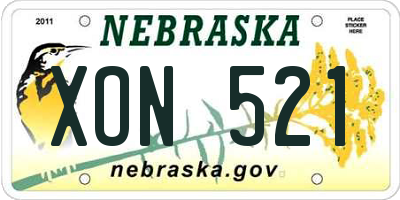 NE license plate XON521
