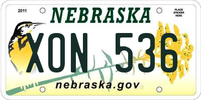 NE license plate XON536