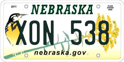 NE license plate XON538