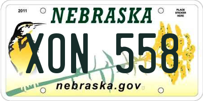 NE license plate XON558