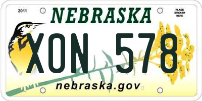NE license plate XON578