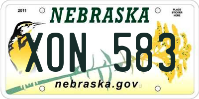 NE license plate XON583