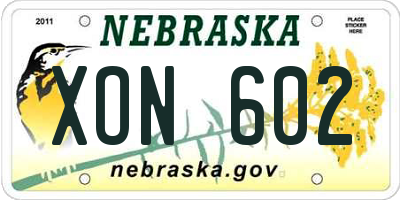 NE license plate XON602