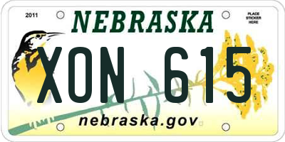 NE license plate XON615