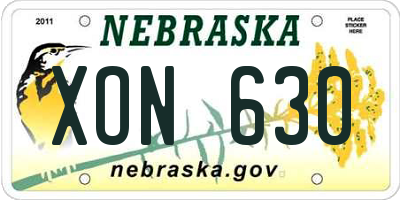 NE license plate XON630