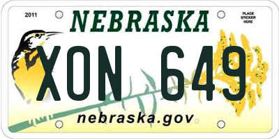 NE license plate XON649
