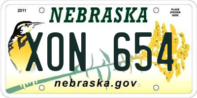 NE license plate XON654