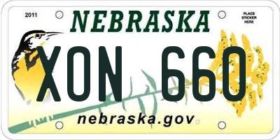 NE license plate XON660