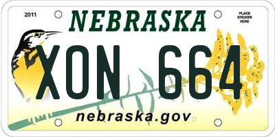 NE license plate XON664