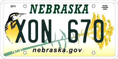 NE license plate XON670