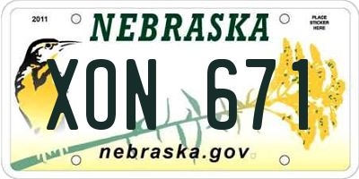 NE license plate XON671