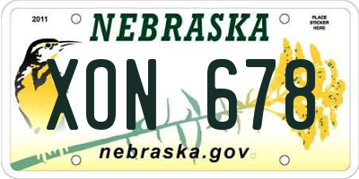 NE license plate XON678