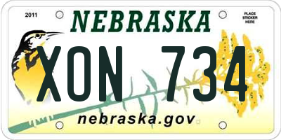 NE license plate XON734