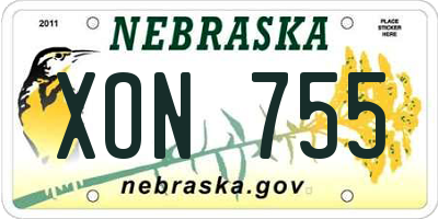 NE license plate XON755