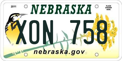 NE license plate XON758