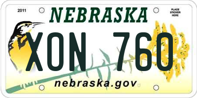 NE license plate XON760